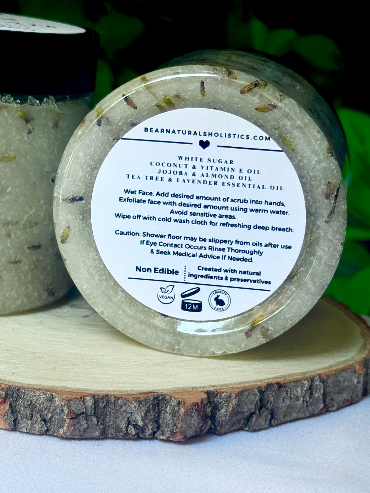 Warning label containing information for the product "Resuscitate all natural exfoliating sugar scrub".