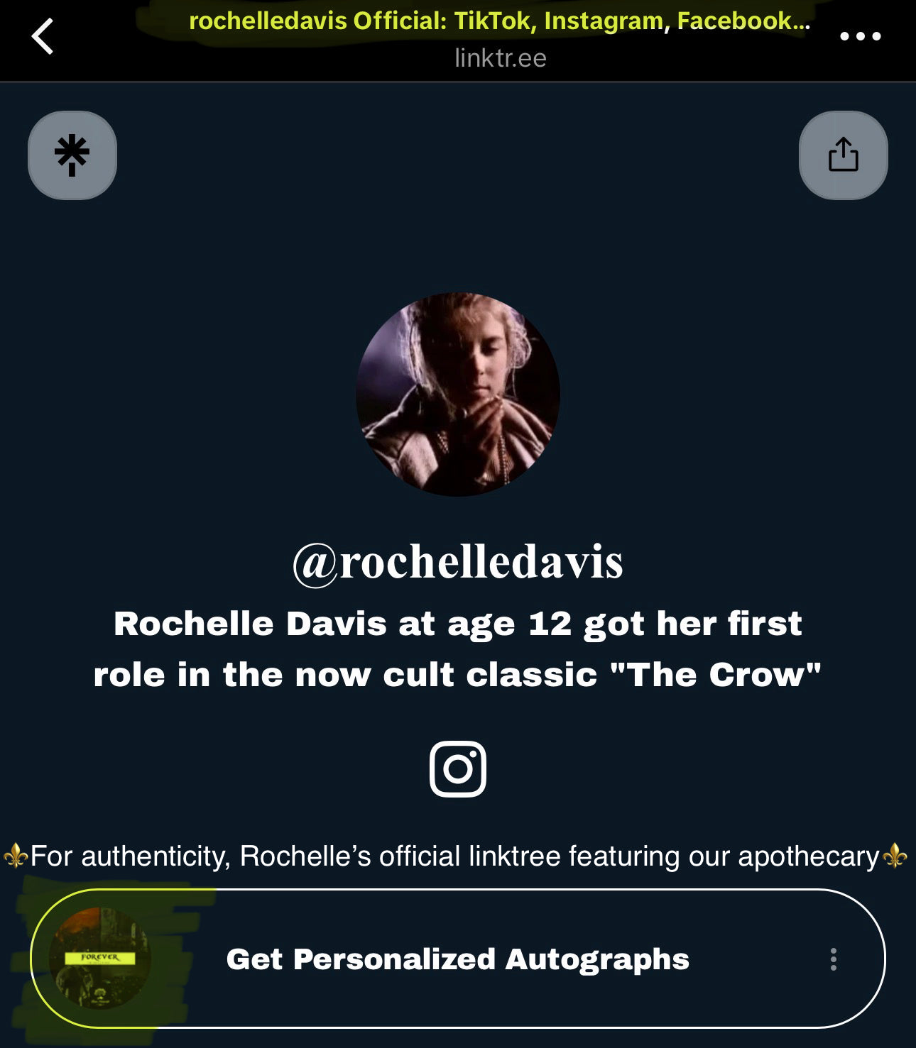 Rochelle Davis from "The Crow" - Autographed Collectibles