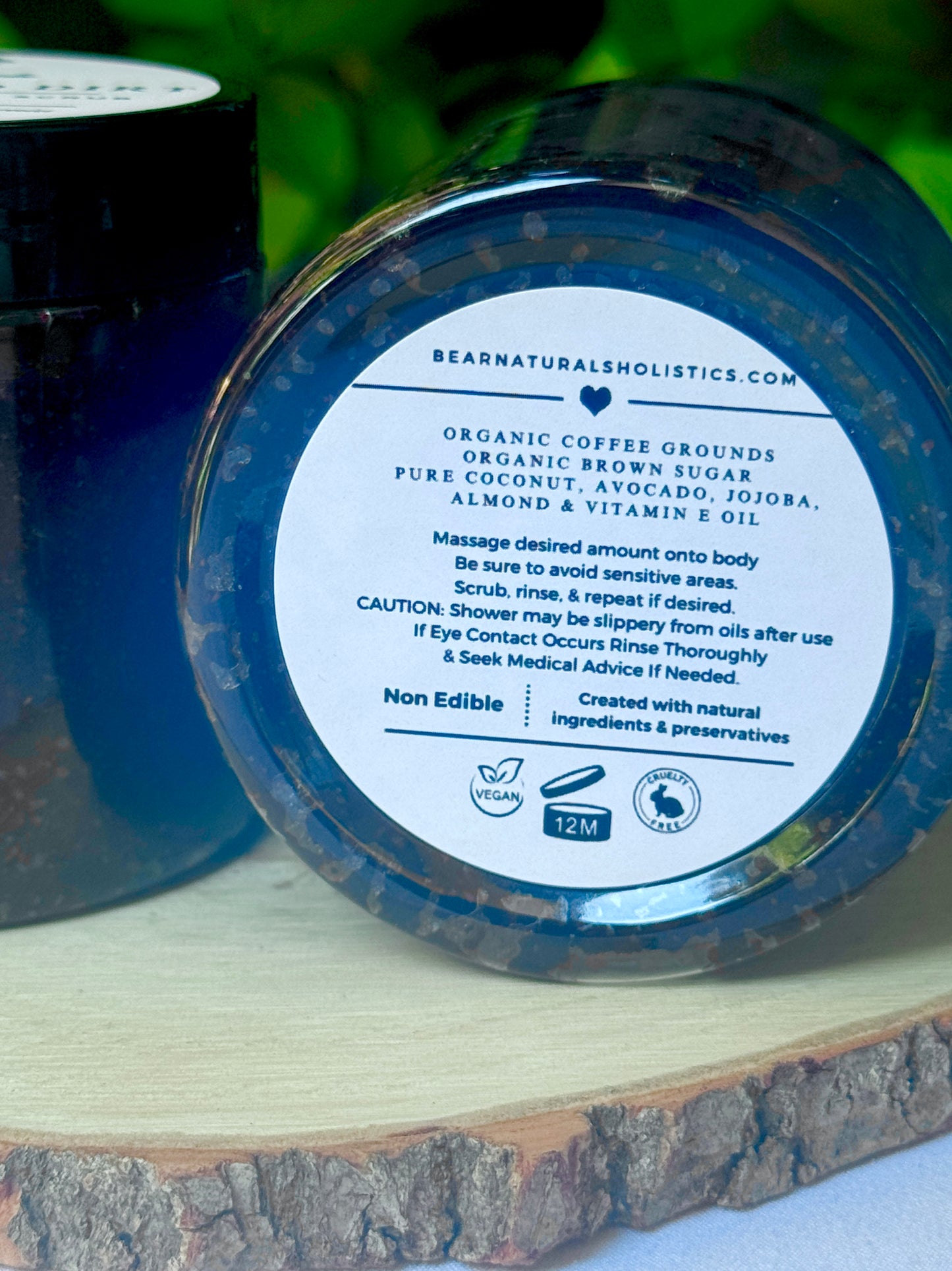 warning label containing information for the product" graveyard dirt all natural coffee scrub" 